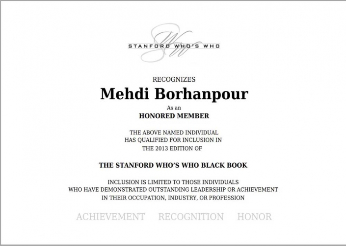 Stanford Who's who membership Certificate